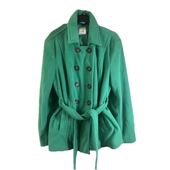 Old Navy Double Breasted Belted Green Pea Coat Size XL - Picture 1 of 11
